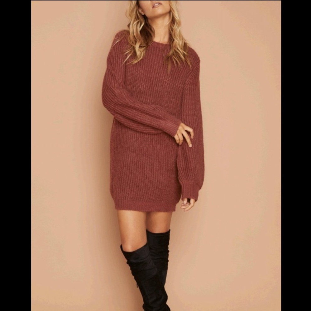 MINKPINK One Sided Chunky Jumper Dress in Mulberry S
